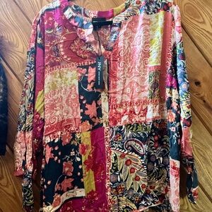 Jones New York Multicolor Patchwork Blouse